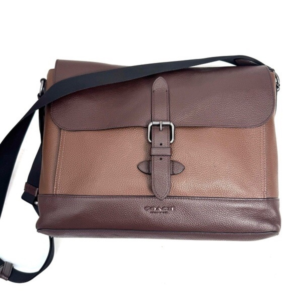 Coach Hudson Messenger Pebble Leather Bag Crossbody Briefcase